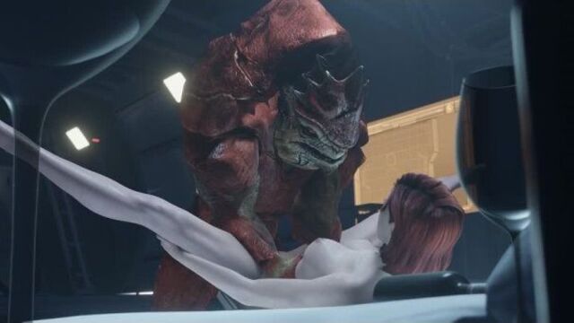 Mass Effect - Джейн Шепард стонет от огромного члена Рекса 18+