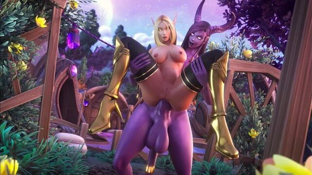 (Sound)Draenei&Blood Elf futanari on futa [World of Warcraft, WoW;Porn;Hentai;Dickgirl;R34;Sex;Blender;порно;секс;футанари]