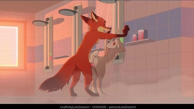 2D Yiff by Letodoesart Furry Porn Sex E621 Straight Nick Judy Fox Rabbit Zootpia porn R34 Rule34 In the shower FYE