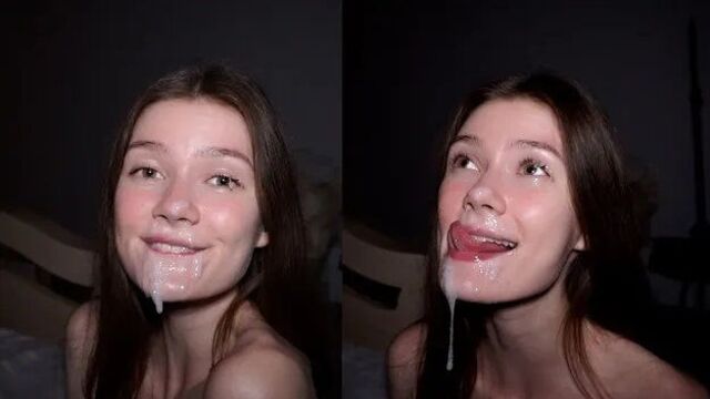 Gorgeous amateur cutie loves rough sex and choking on cum -