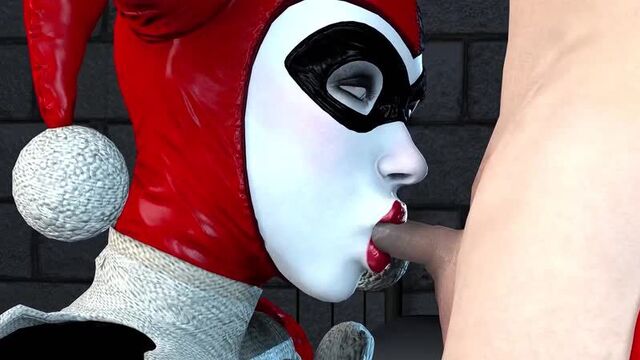 Harley Quinn - oral sex; minet; blowjob; deepthroat; facefuck; handjob; masturbation; cum eating 3D sex porno hentai [DC Comics]