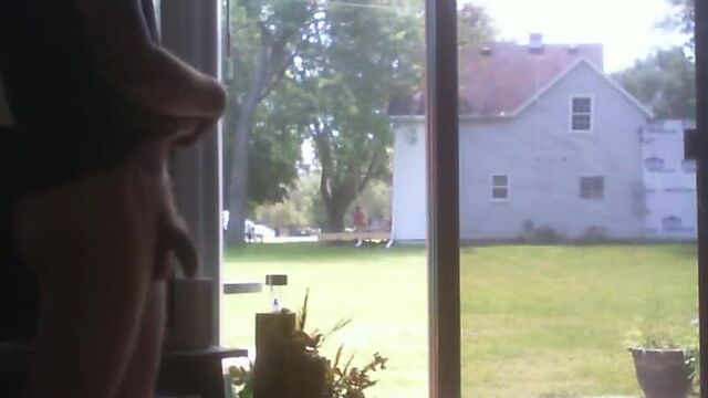 Flashing the neighbors wife and friends ( there closer then it looks 75ft)