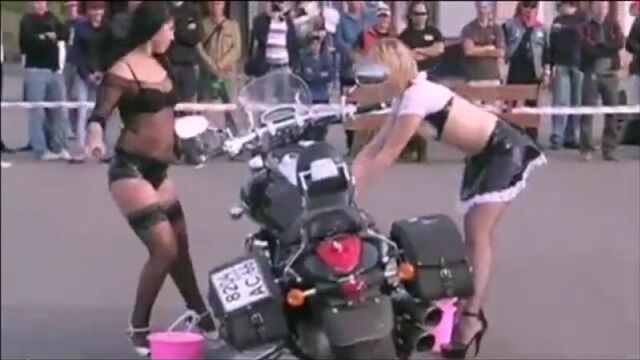 Moto wash with sexy babes