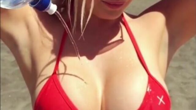 Sarah Harris wet big boobs slo mo
