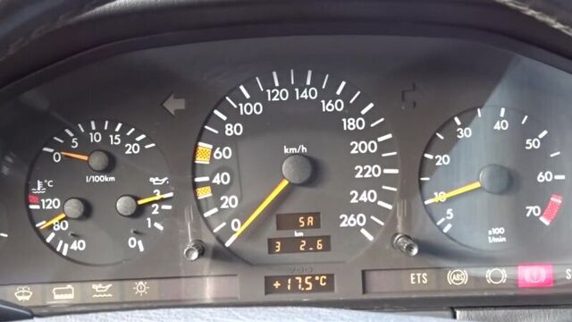 W140 тест функционирования приборной панели, для панелей с электронными показателями пробега.