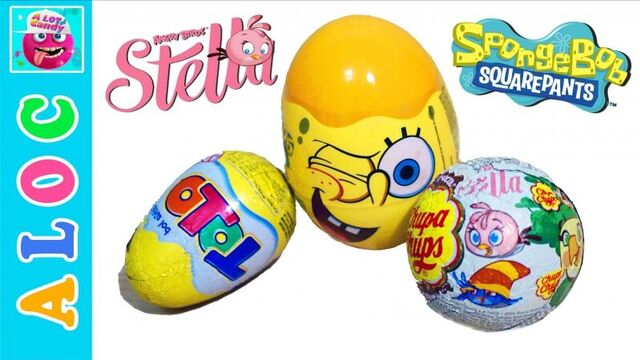 Kinder Surprise Eggs with Toys: SpongeBob SquarePants, Angry Birds Stella, ToTo