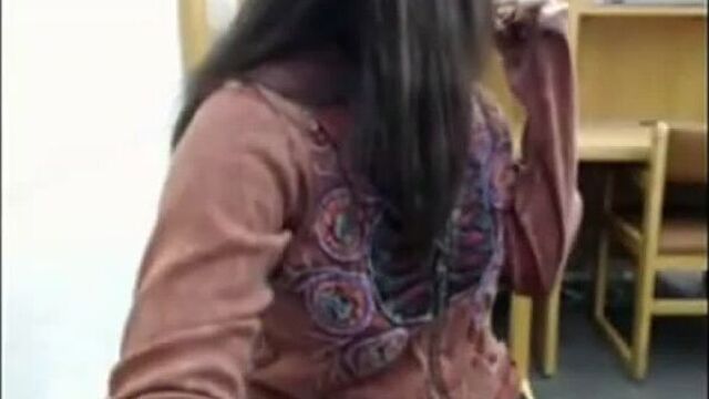 Girl masturbates in public library