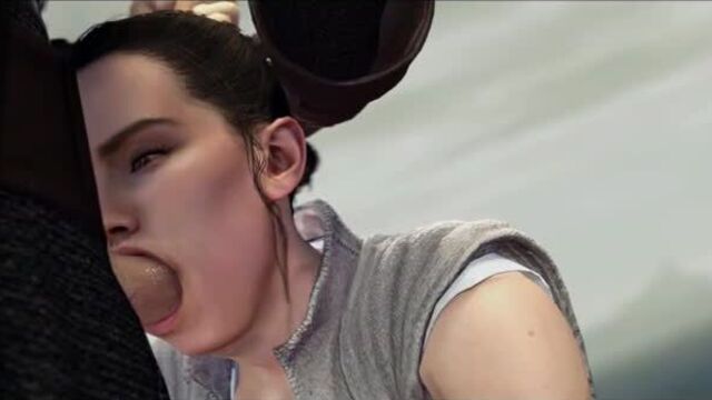 Rey - "First Lesson"; oral sex; blowjob; deepthroat; facefuck; cumshot; swallow cum; 3D sex porno hentai; [Star Wars]
