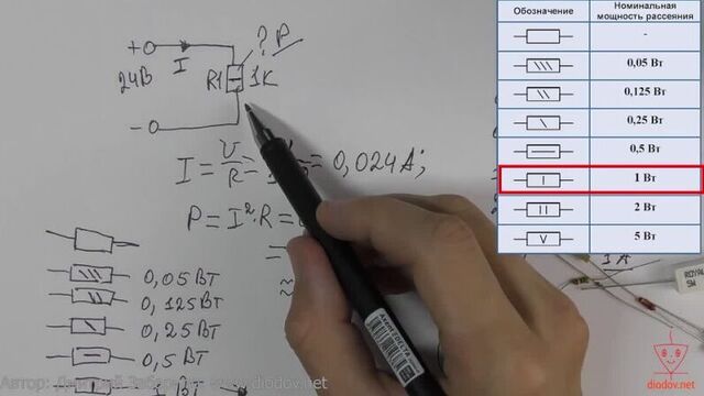 Расчет мощности рассеивания резистора