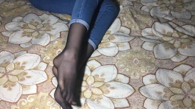 pantyhose nylon stockings footjob