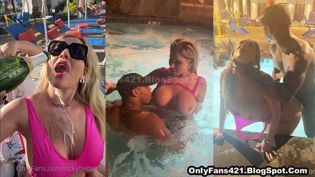 Savannah In The Hot Tub While Neighbors Watching - with Ricky Johnson