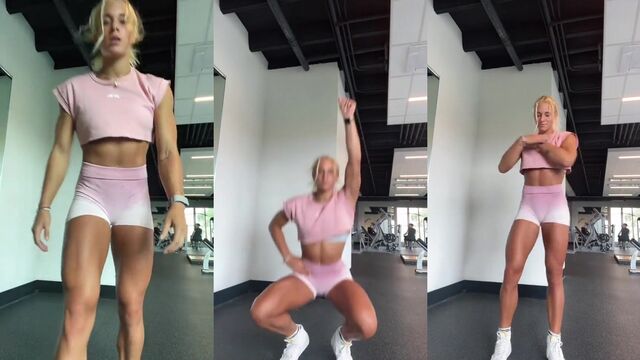 Fitness model Calyx Harmony shows off her athletic body and sexy abs in nude video