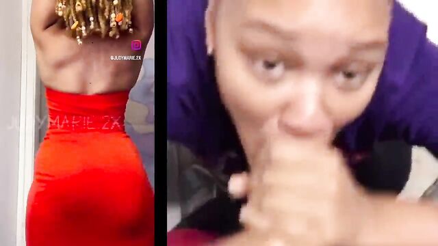 Chocolate Ebony Thot Sucking Cock After Work