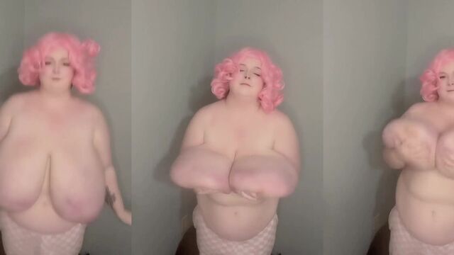 The busty BBW gets her huge jugs massaged and caressed with oil