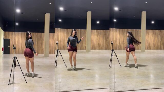 Fitness model Melani Perez shows her ass in the gym before getting fucked hard