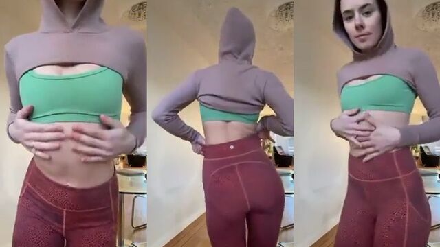Petite teen flashes her body while dancing on the street