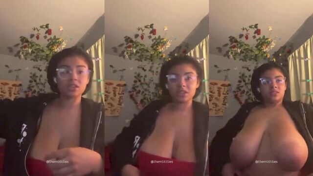 Accidental nip slip during a live stream on TikTok, completely unaware
