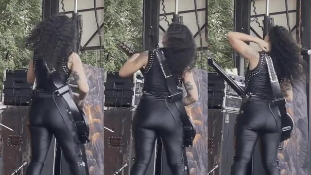 Fernanda Lira, the goth metalhead, experiences intense passion in a dark setting