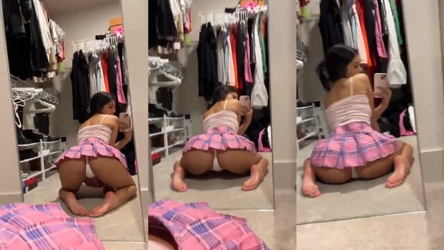 A big booty Latina baddie gets her tight pussy wet and rides hard
