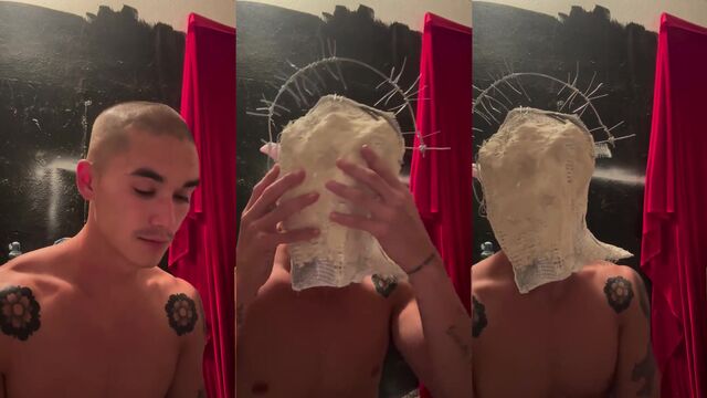 Booboo Stewart shows off his huge cock while playing with his fleshlight