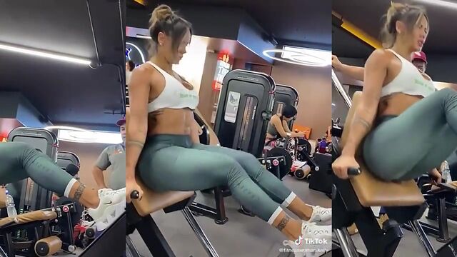 Fit Latina with big clit enjoys playing with her body in candid shots