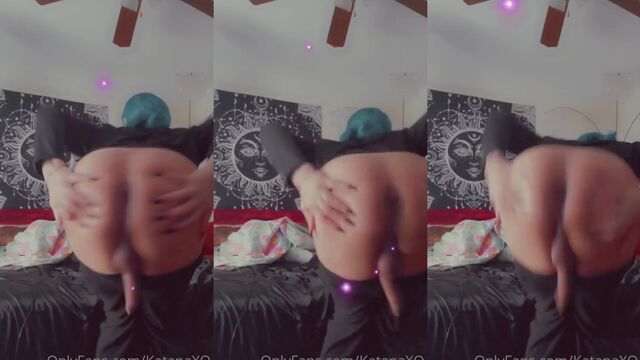 Red-haired Asian shemale gets her ass stuffed with toy