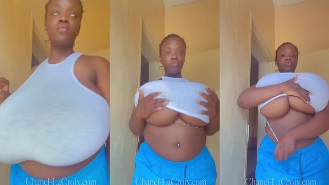 Busty ebony BBW Chaneλλαacroix enjoys sensual solo play with her huge tits