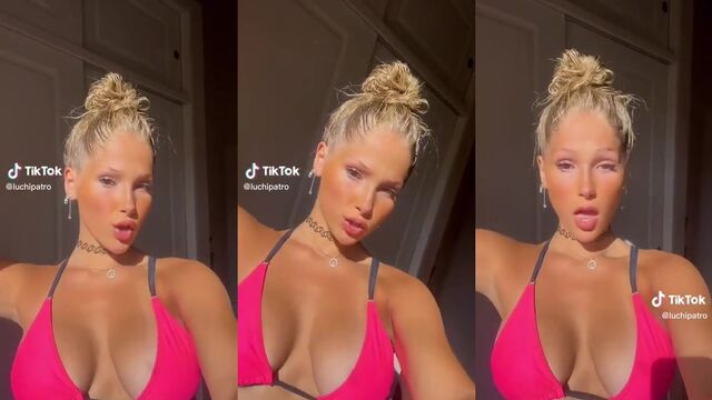 Petite and sexy influencer Lucia Luchi shows her big ass