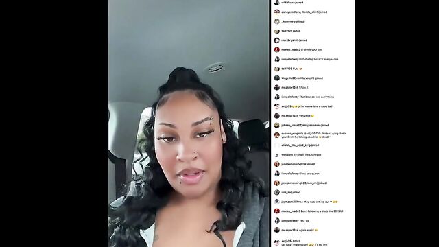 Ebony Instagram model flashing big boobs on the car