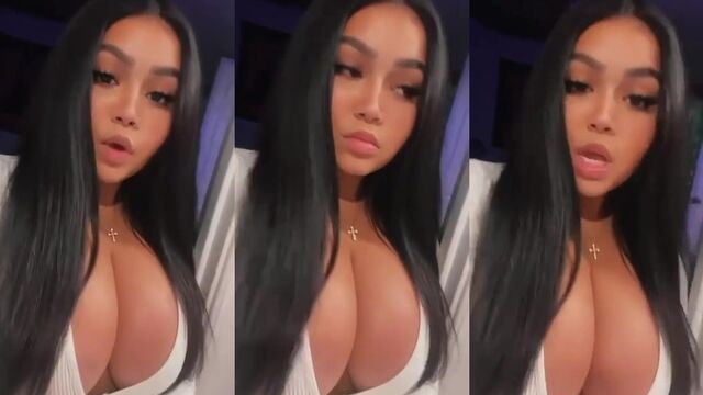Busty Latina has sex with her guy in the bedroom on the camera