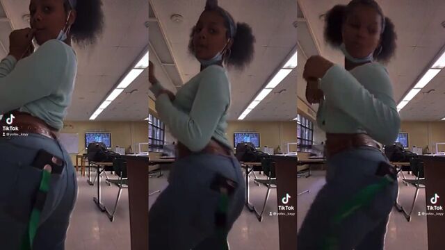 Thick ebony thot twerks her ass on the camera lens