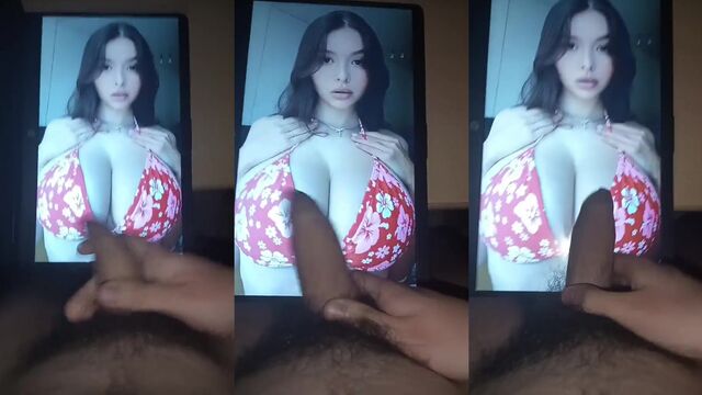 A hairy uncut guy masturbates and cum tributes on his dick