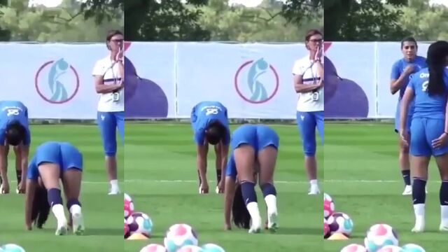 Soccer players have a great time with the girls after the match