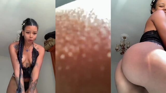 A thick baddie with a great ass enjoys riding a dildo and more