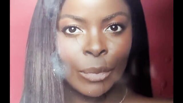 Ava’s cum tribute with Janelle James’ captivating gaze in the background