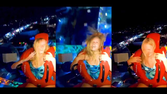 A girl wearing a slingshot bikini peeling off her clothes and fingering herself