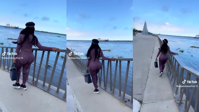 Candid Latina ass in the middle of a busy parking lot