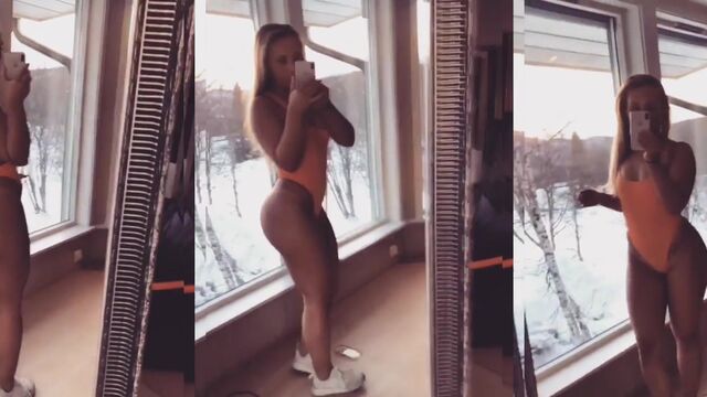 Pink thong booty with a big ass that swallows the thong completely