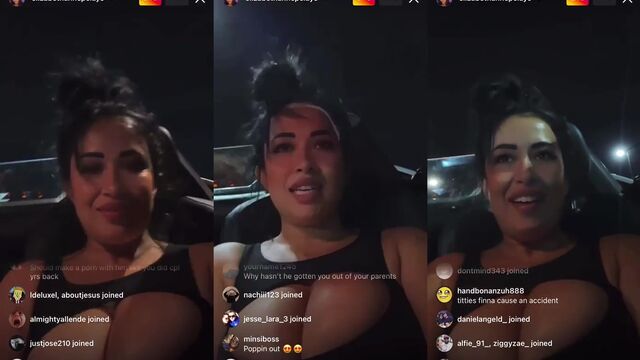 Curvy Latina with big boobs dances on Instagram Live