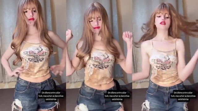 The novinha Raluca dances Brazilian funk and shows her ass