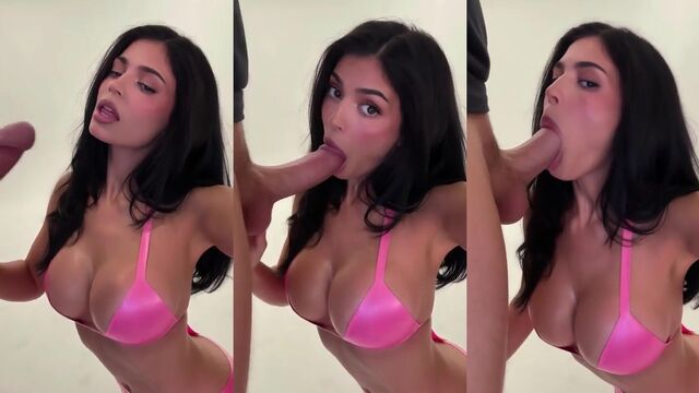 Kylie Jenner makes a blowjob before getting fucked hard