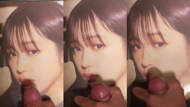 Asian hottie gets her face covered with cum in a hot bukkake scene