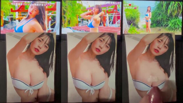 A tribute to the cute girl in the form of a hot semen bukkake
