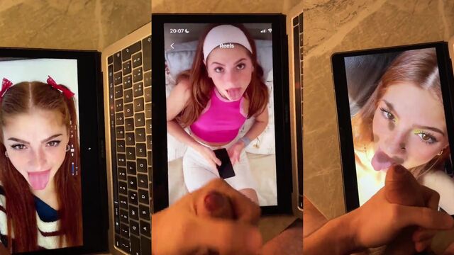 A young man masturbates on the internet with his iPad, cumtribute style