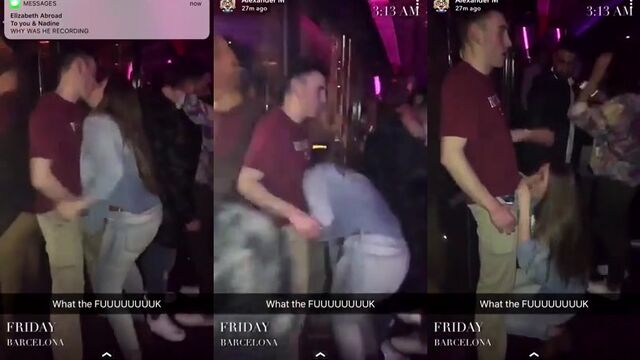 The slut is grinding cock in public exhibition