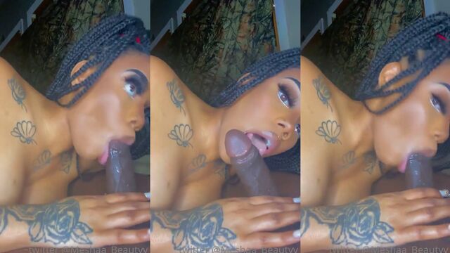 Thick ebony babe Meshaa shows off her huge boobs and twerks her ass on Twitter