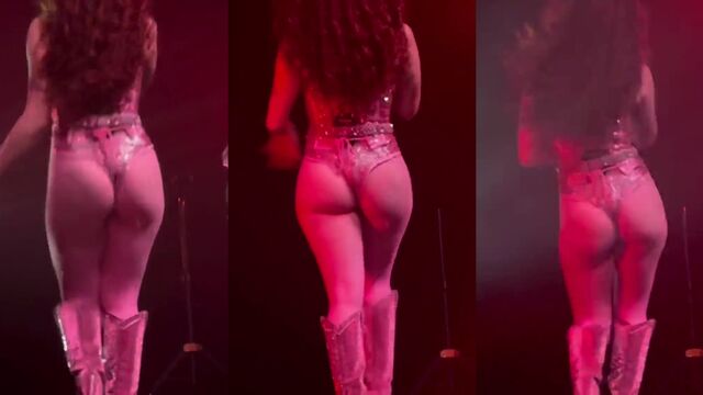 A white woman smacks the ass of a sexy PAWG tramp