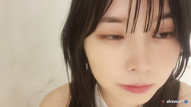 Korean BJ with an ahegao face, riding passionately