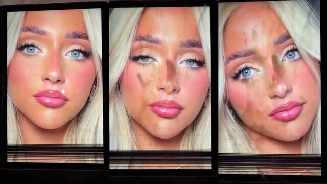 Hot blonde porn star receives a cum tribute in an intense scene