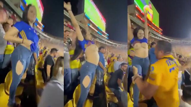 Carla Garza flashes her boobs at fans in the stadium, getting wild